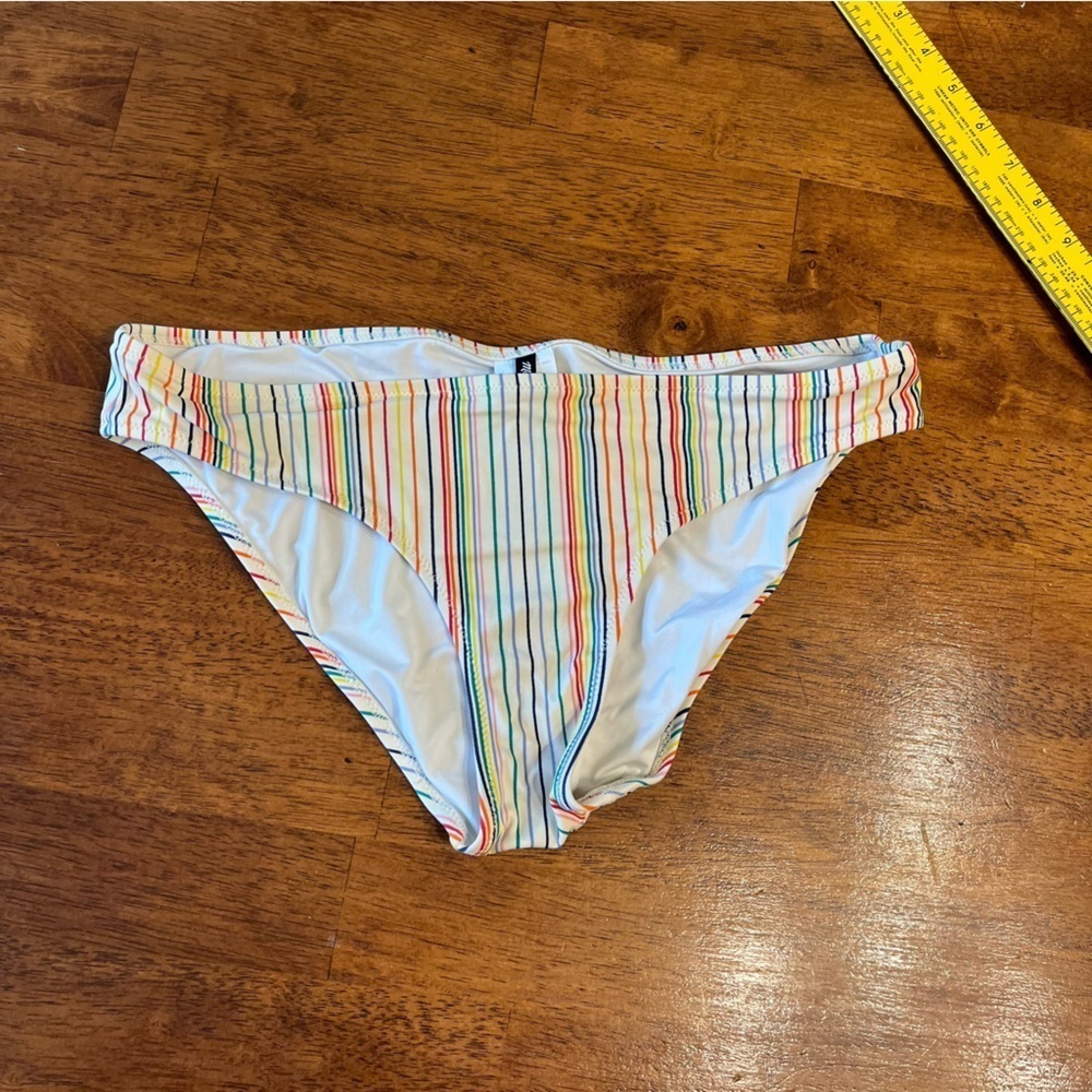 Madewell women’s striped bikini bottom cream rainbow size medium